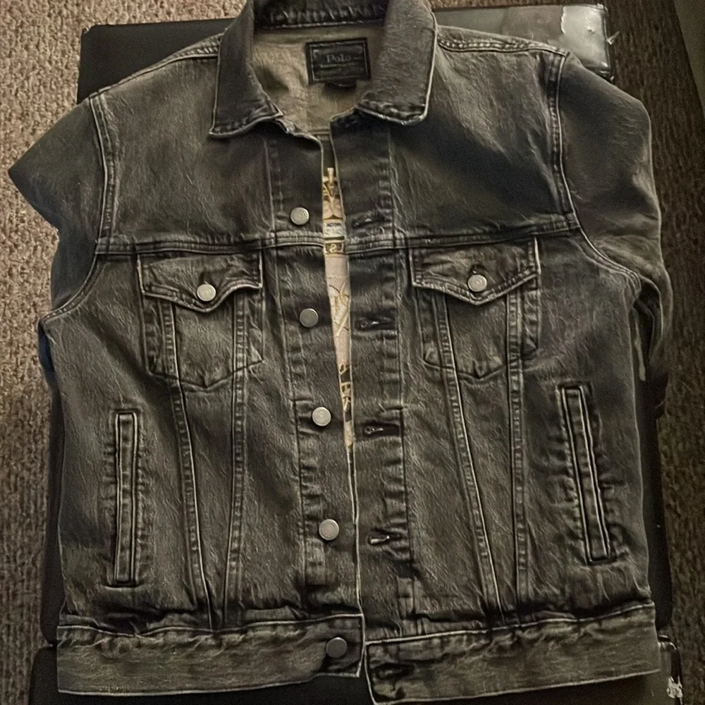 Men’s Polo Ralph Lauren Grey Denim Jacket Size Medium - Picture 2 of 4